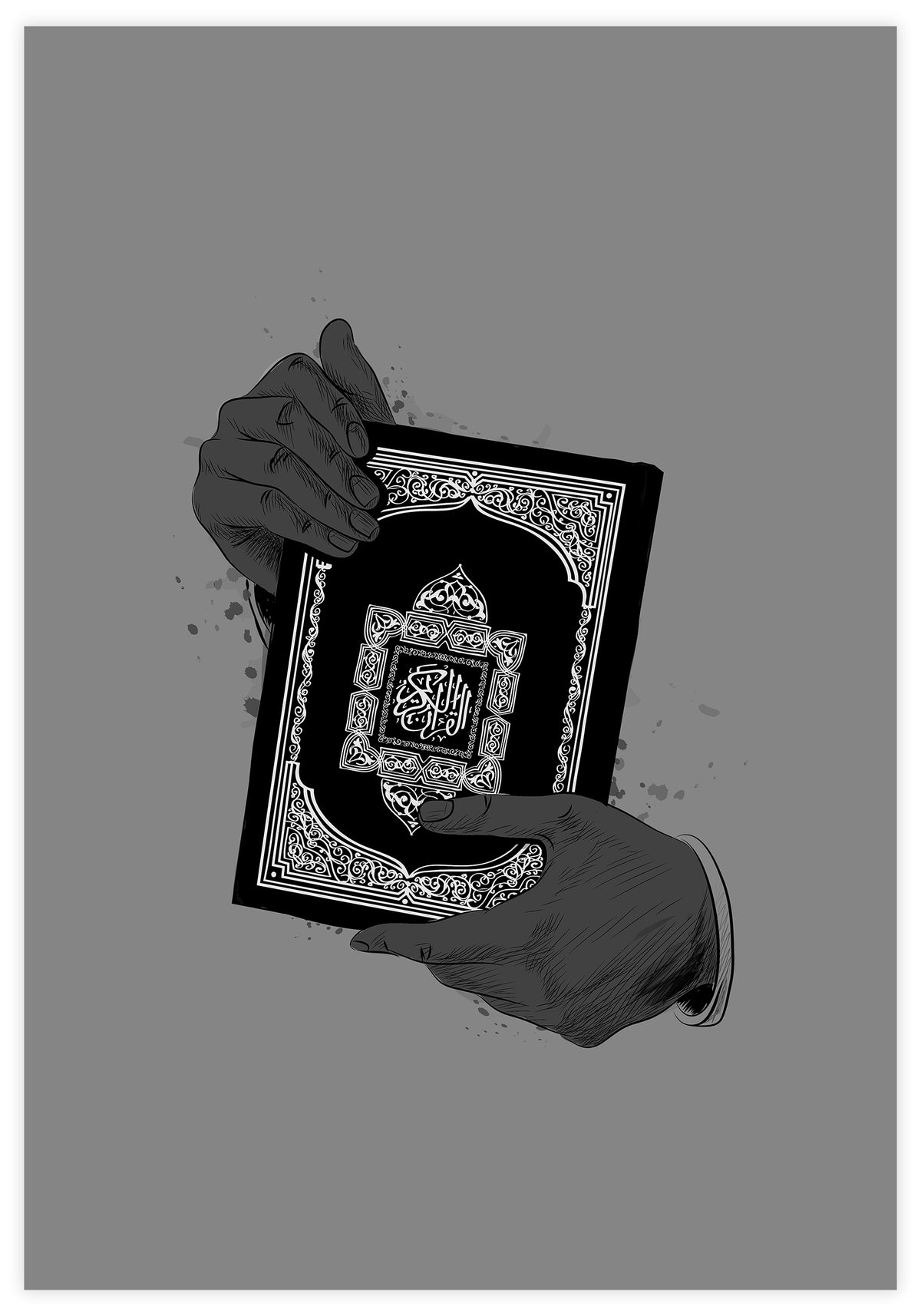 Holding Quran Grey Poster