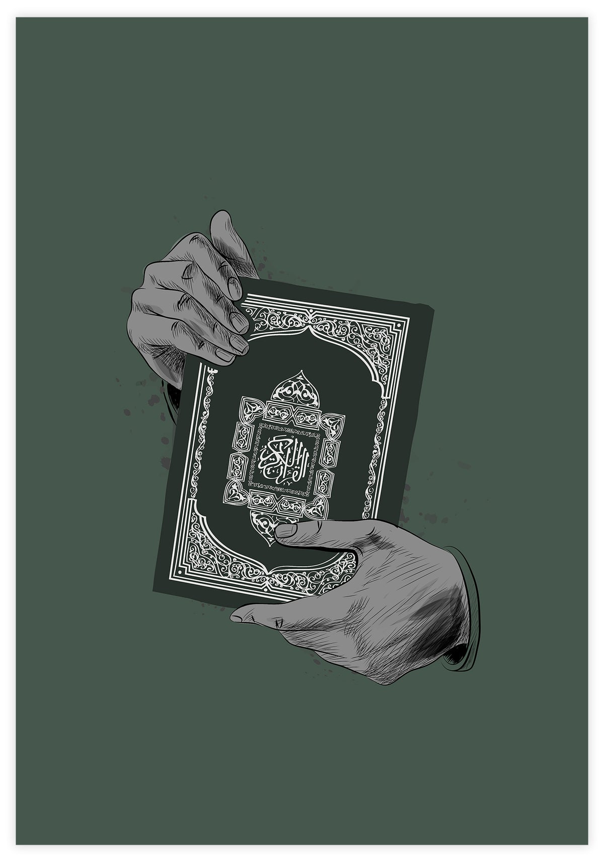 Holding Quran Green Poster